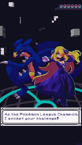 Woman Beside Blue Dragon As The Pokemon League Champion I Accept Your Challenge