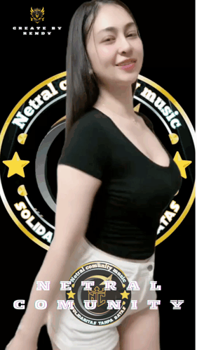 Woman Black Shirt White Shorts Netral Community Music GIF