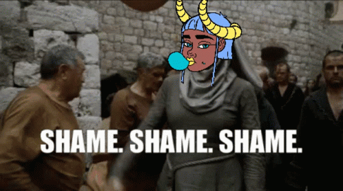 Woman Blowing Bubble Saying Shame Shame Shame
