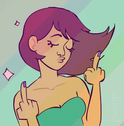 Woman Blowing Kiss And Giving Middle Finger GIF