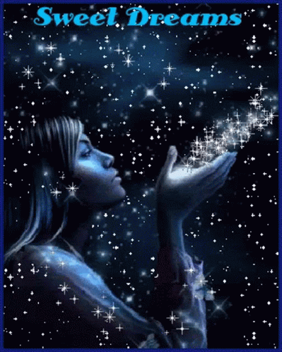 Woman Blowing Stars Sweet Dreams GIF