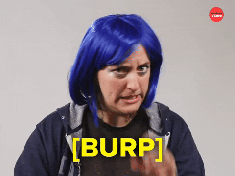 Woman Blue Hair Burp GIF