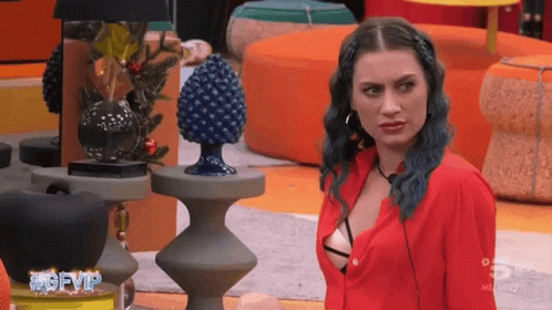 Woman Blue Hair Red Shirt #Gfvip GIF