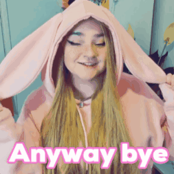 Woman Bunny Ears Pink Hoodie Anyway Bye GIF
