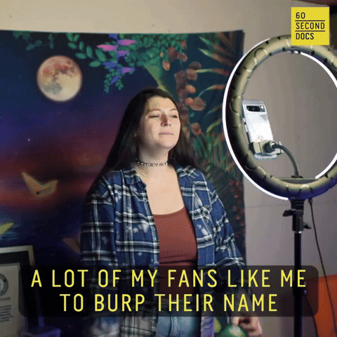 Woman Burp Fans Names GIF