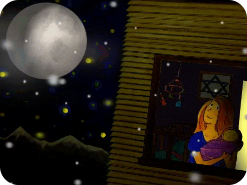 Woman Carrying Baby Staring At Starry Night Sky GIF