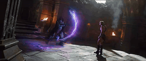 Woman Casting Purple Lightning Bolt GIF