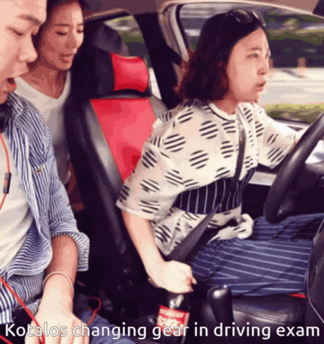 Woman Changing Gear In Driving Exam GIF