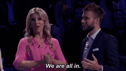 Woman Cheering We Are All In GIF