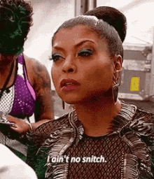 Woman Claiming That She's Not A Snitch GIF