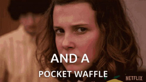 Woman Close Up Saying And a Pocket Waffle
