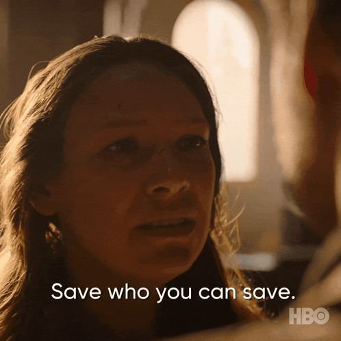 Woman Close-Up Saying Save Who You Can Save GIF