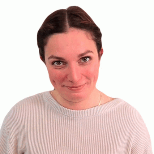 Woman Closes Eyes Holding In Laugh GIF