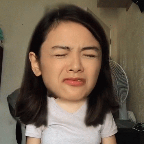 Woman Closing Eyes Funny Face