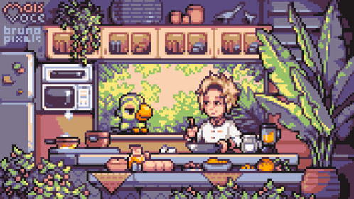 Woman Cooking Pixel Art