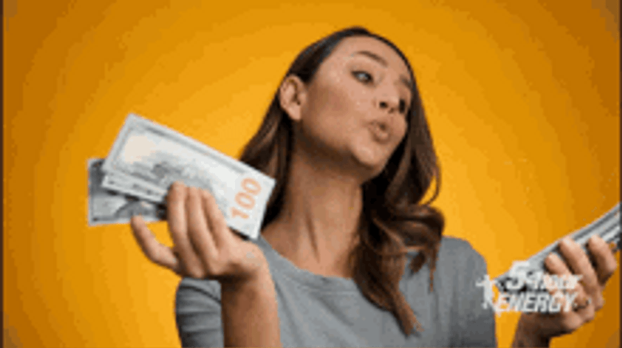 Woman Counting Lots Of Money Money Money GIF