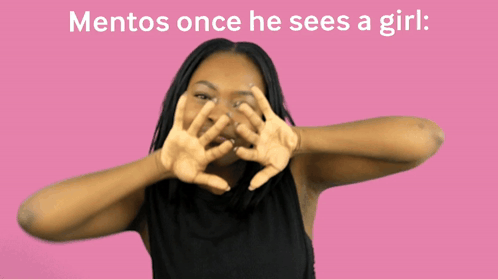 Woman Covering Face Mentos Once He Sees A Girl GIF