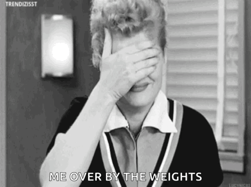 Woman Covering Face Saying Me Over Weights