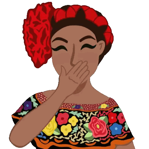 Woman Covering Mouth with Red Flower
