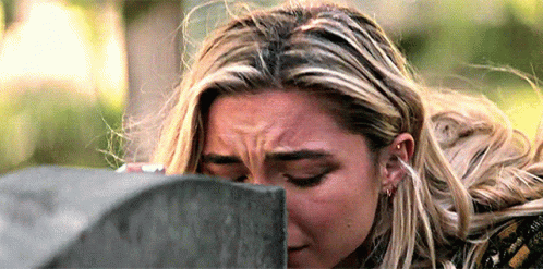 Woman Crying At Man Statue GIF