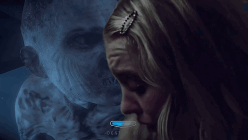Woman Crying In Front Of Monster 00 GIF