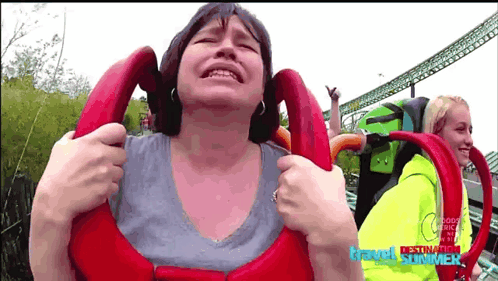 Woman Crying On Roller Coaster GIF