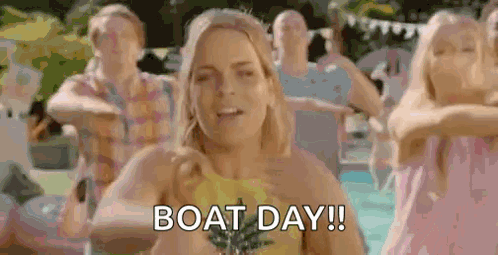 Woman Dancing Holding Pineapple Saying Boat Day GIF