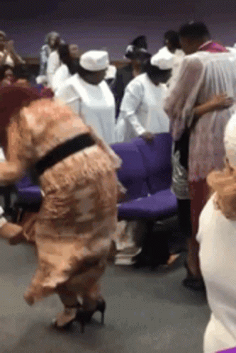 Woman Dancing in Church Crowd