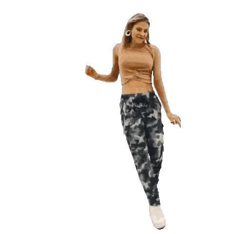 Woman Dancing in Crop Top and Camo Pants