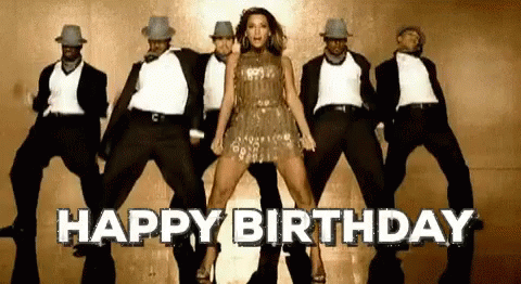 Woman Dancing in Front of Men Says Happy Birthday