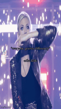 Woman Dancing In Sequined Jacket Everyone Grieves Differently GIF