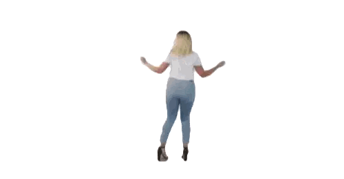 Woman Dancing in White Shirt and Blue Jeans