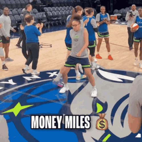 Woman Dancing On Basketball Court Money Miles GIF