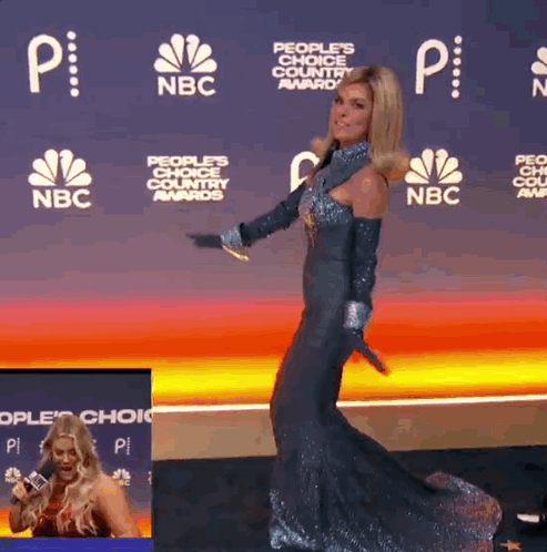 Woman Dancing on Red Carpet at People's Choice Country Awards