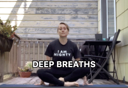 Woman Deep Breathing Exercise GIF