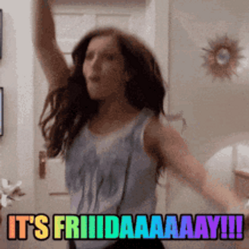 Woman Doing Happy Friday Dance With Confetti GIF