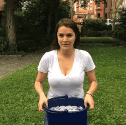 Woman Doing Ice Bucket Challenge Wet Tshirt GIF