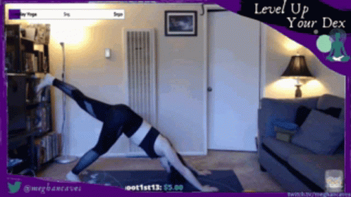 Woman Doing Yoga Saying Level Up Your Dex