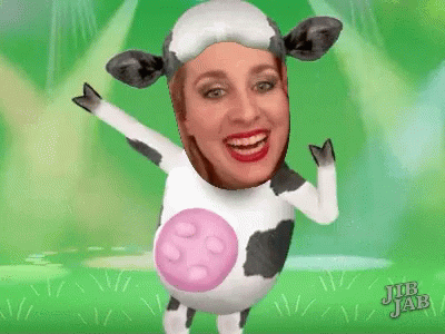 Woman Dressed as Cow With Jub Jab