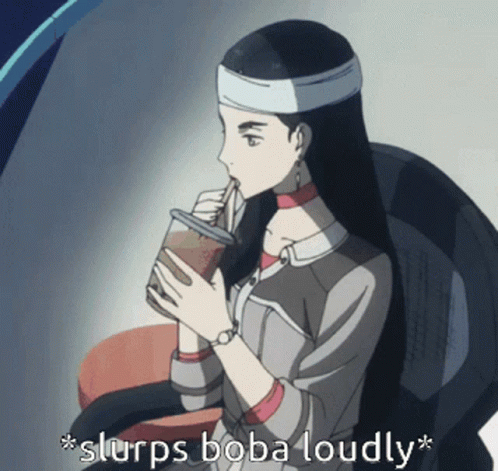 Woman Drinking Boba With Straw GIF