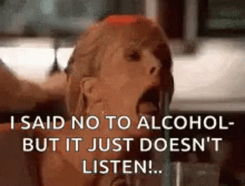 Woman Drinking Bottle Saying No to Alcohol