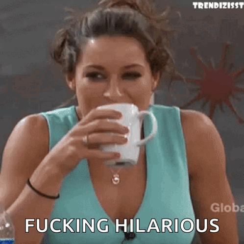 Woman Drinking Coffee Fucking Hilarious