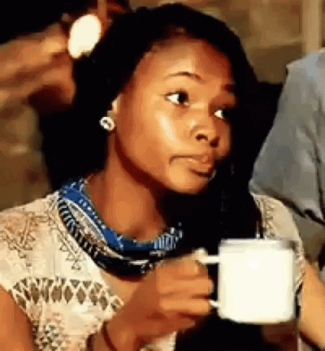 Woman Drinking Coffee Funny Face GIF
