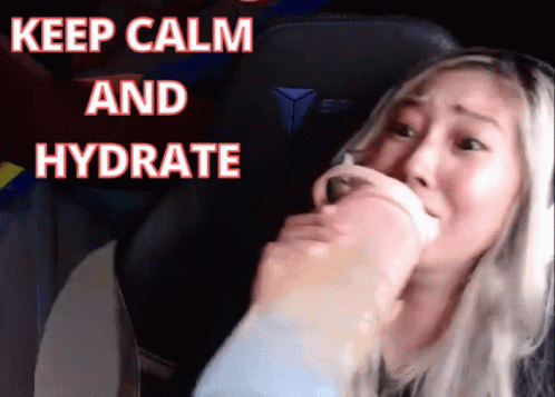 Woman Drinking Cup Keep Calm and Hydrate