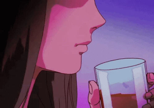 Woman Drinking From Glass on Pink Background