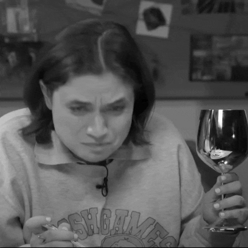 Woman Drinking From Large Wine Glass