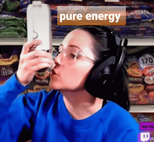 Woman Drinking From Pure Energy Bottle GIF