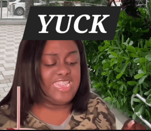 Woman Drinking From Straw Yuck Sign