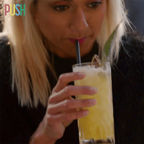 Woman Drinking Through Straw Push GIF