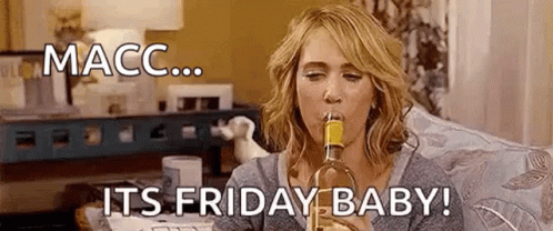 Woman Drinking Wine Saying It's Friday Baby GIF